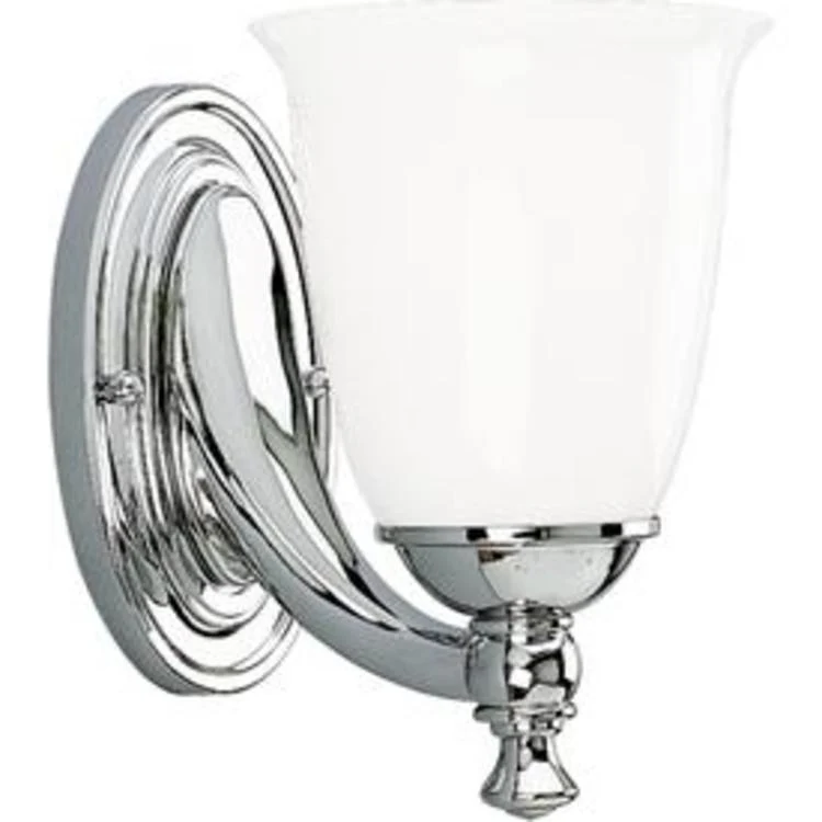 Wall Sconce Victorian 1 Lamp Polished Chrome Glass or Shade White Opal Incandescent 100 Watt - Frankwebs