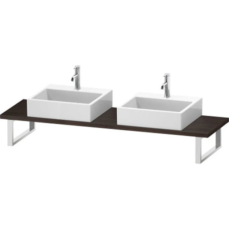 Lavatory Console L-Cube Cappuccino High Gloss Double Basin Compact 31-1/2 x 18-7/8 Inch Ceramic 1-1/8 Inch - Frankwebs