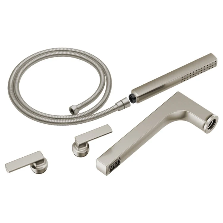 Tub Filler Kintsu with Handshower 8 Inch Spread 2 Lever ADA WaterSense Brilliance Luxe Nickel - Frankwebs