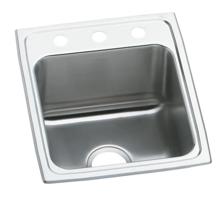 Kitchen Sink Lustertone Classic 15 x 22 Inch Single Bowl 2 Hole ADA Lustrous Satin Drop-In Rectangle Drain Location Rear Center Depth 5 Inch Bottom Only Pads - Frankwebs