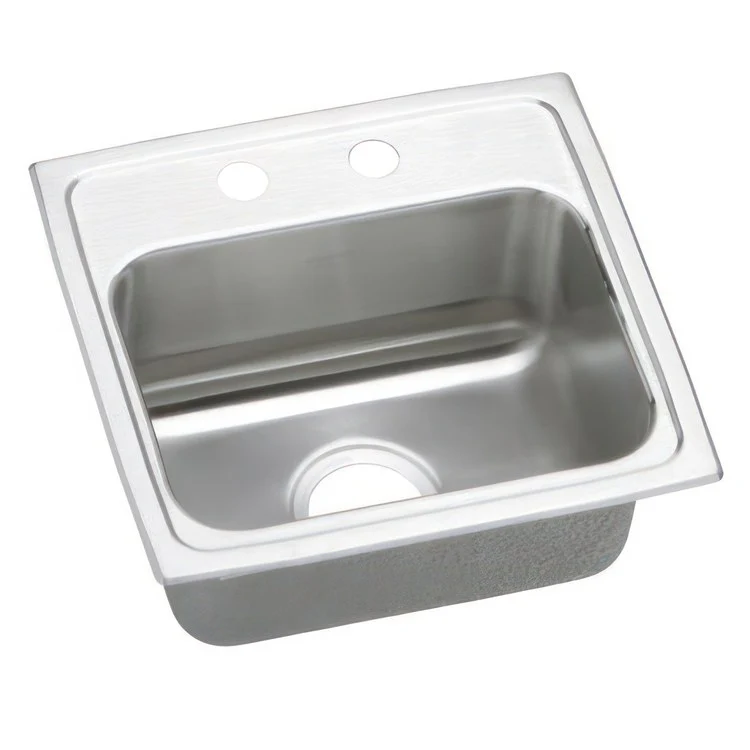 Kitchen Sink Lustertone Classic 17 x 16 Inch Single Bowl 2 Hole ADA Lustrous Satin Drop-In Rectangle Drain Location Center Depth 6-1/2 Inch Quick Clip Mounting System Bottom Only Pads - Frankwebs