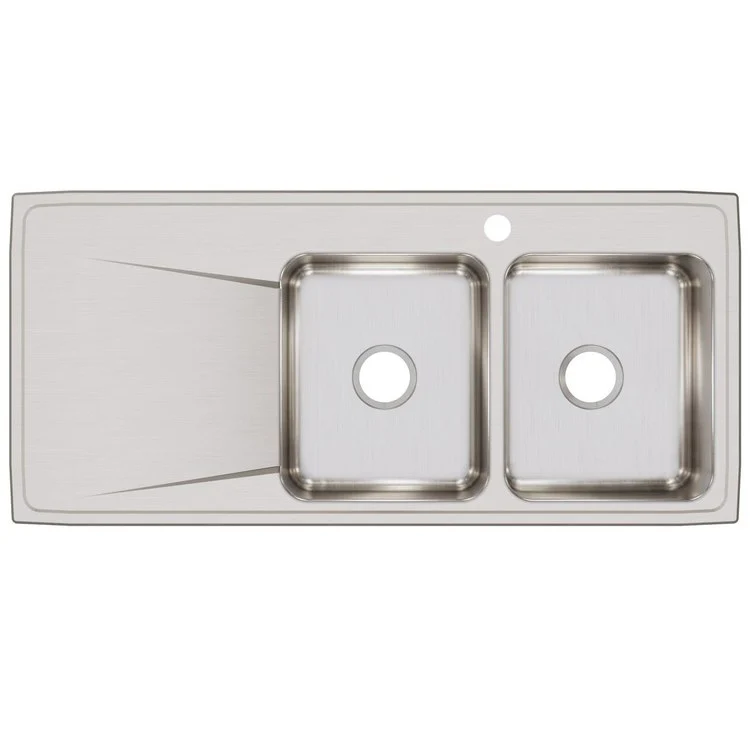 Kitchen Sink Lustertone Classic 48 x 22 Inch Double Bowl Equal with Left Drainboard 1 Hole Lustrous Satin Drop-In - Frankwebs