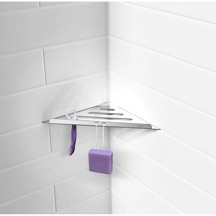 Shelf Sideline Corner Shelf Polished Stainless Steel Wall Mount 7-7/8 x 11 x 1/2 Inch - Frankwebs