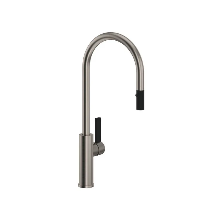 Kitchen Faucet Tuario Pull Down 1 Metal Lever Polished Nickel/Matte Black 10-3/16 Inch 1.5 Gallons per Minute - Frankwebs