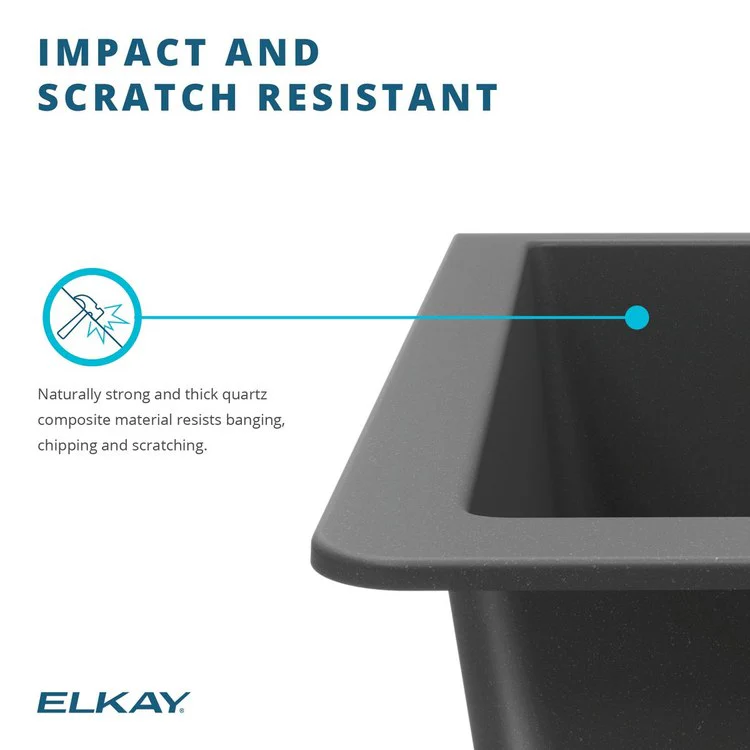 Kitchen Sink Quartz Classic 25 x 18.5 Inch Single Bowl with Perfect Drain ADA Black Undermount Rectangle Drain Location Rear Center Depth 5-1/2 Inch - Frankwebs
