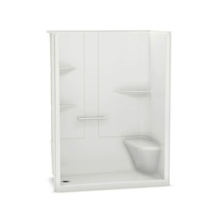 Shower Allia Rectangular White 60 x 34-1/2 Inch Acrylic Right Seat Center Drain - Frankwebs