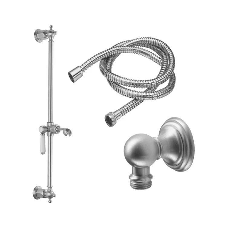 Slide Bar Cardiff Porcelain Lever Handle with Line Base Wall Supply and Hose 26-3/4 Inch Polished Nickel Brass Wall Mount - Frankwebs