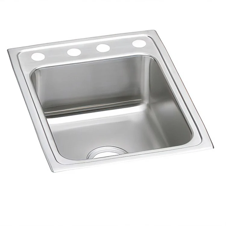 Kitchen Sink Lustertone Classic 17 x 22 Inch Single Bowl OS4 Hole ADA Lustrous Satin Drop-In Rectangle Drain Location Rear Center Depth 6 Inch Bottom Only Pads - Frankwebs
