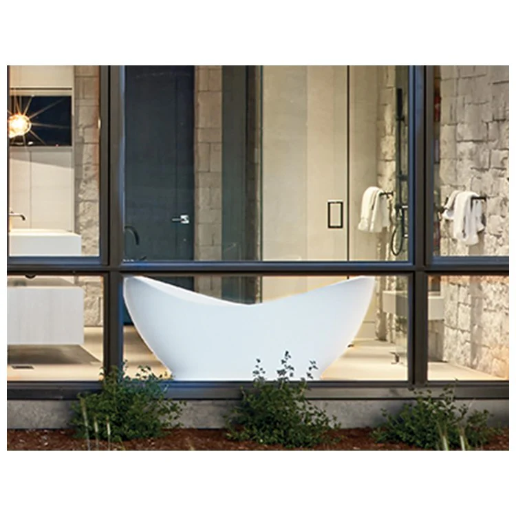 Soaking Tub Juliet 72 x 36 Inch Freestanding Center Biscuit Gloss Sculpturestone 102 Gallons 31-1/2 Inch - Frankwebs