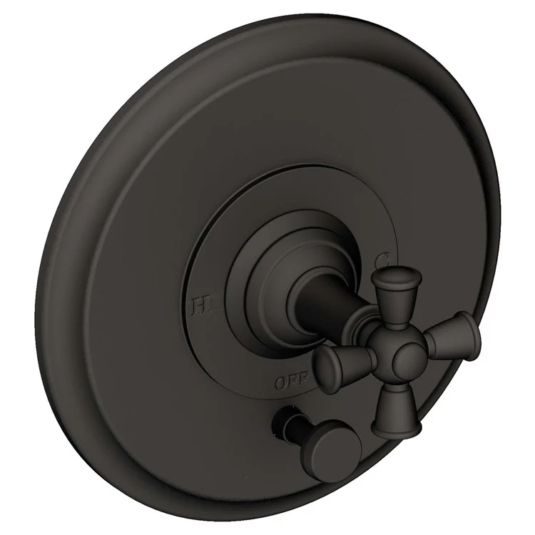 Aylesbury Pressure Balance Tub/Shower Valve Trim Only with Cross Handle - Midnight Chrome - Frankwebs