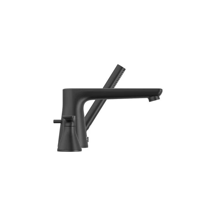 Roman Tub Filler Aspirations Mini-Widespread Deck Mount 2 Lever ADA Fixed Spout Matte Black - Frankwebs