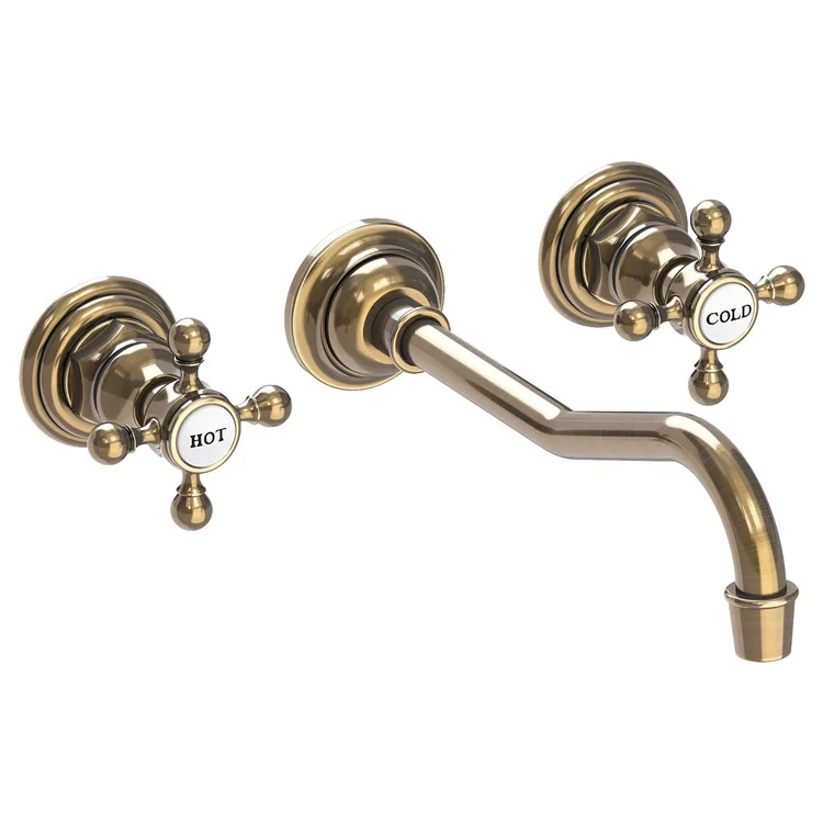 Lavatory Faucet Chesterfield Wall Mount 8 Inch Spread 2 Cross ADA WaterSense English Bronze 1.2 Gallons Per Minute Brass Less Drain Spout Reach 9-3/4 Inch - Frankwebs