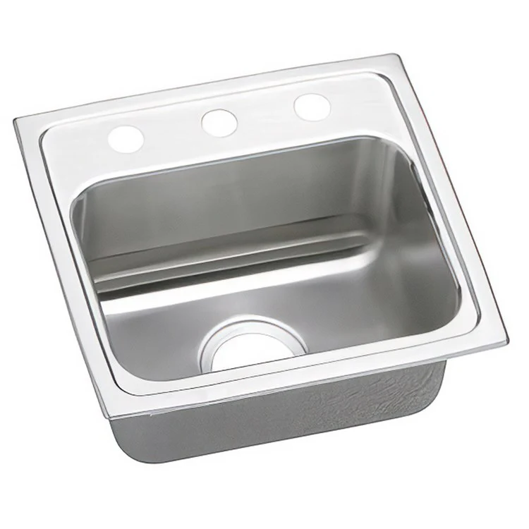 Kitchen Sink Lustertone Classic 17 x 16 Inch Single Bowl ADA Lustrous Satin Drop-In Rectangle Drain Location Center Depth 5-1/2 Inch Quick Clip Mounting System Bottom Only Pads - Frankwebs