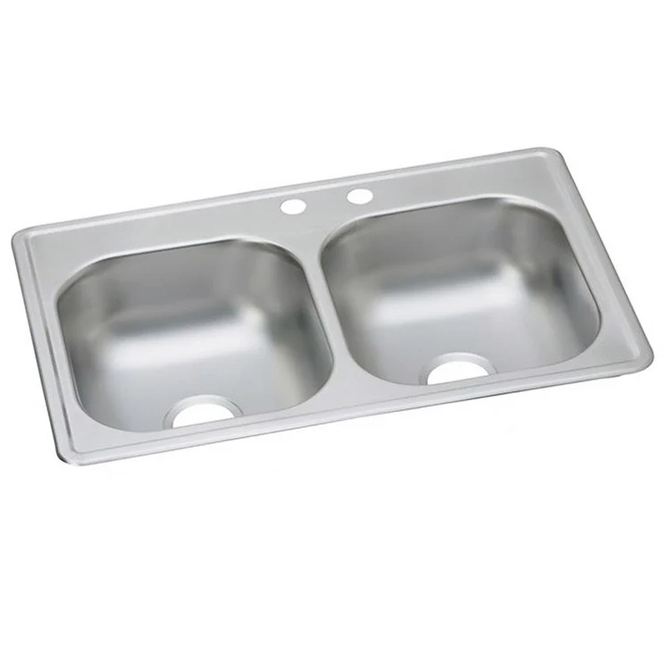 Kitchen Sink Dayton 33 x 19 Inch Double Bowl Equal MR2 Hole Elite Satin Top Mount - Frankwebs