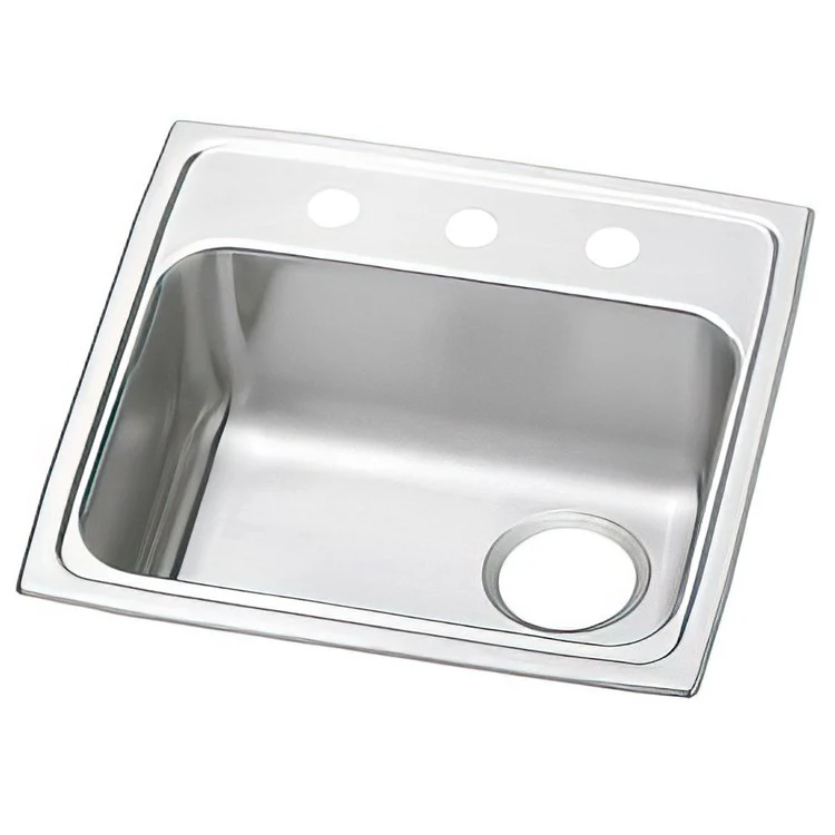 Kitchen Sink Celebrity 19.5 x 19 Inch Single Bowl 3 Hole ADA Brushed Satin Drop-In Rectangle Drain Location Rear Right Depth 5-1/2 Inch Full Spray Sides and Bottom - Frankwebs