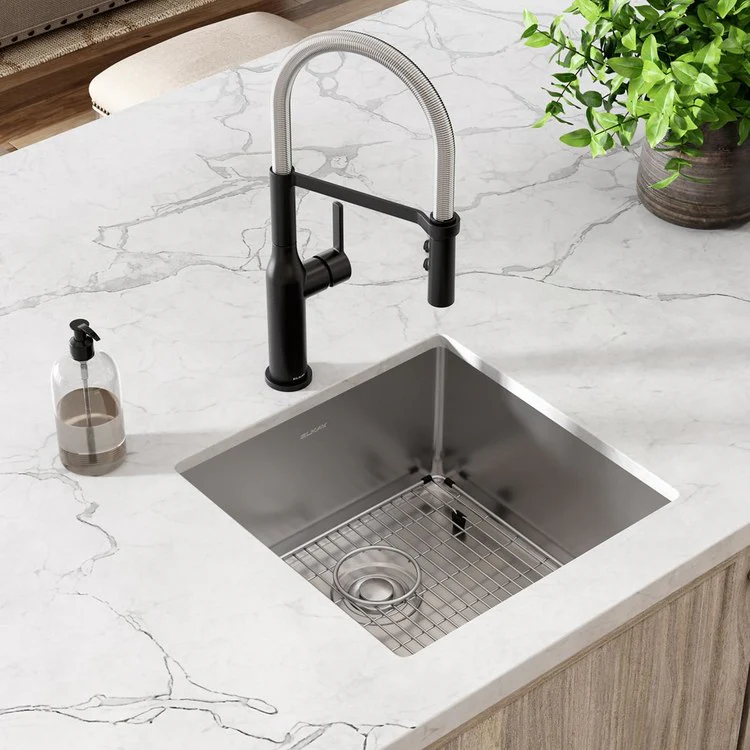 Kitchen Sink Crosstown 18.5 x 18.5 Inch Single Bowl Kit Polished Satin Undermount - Frankwebs