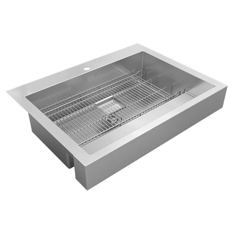 Kitchen Sink Dart Canyon 36 x 27.25 Inch Single Bowl Workstation ADA Polished Satin Farmhouse Rectangle Drain Location Rear Center Depth 9-2/3 Inch Full Spray Sides and Bottom with Sides and Bottom Pads Work Shelf - Frankwebs