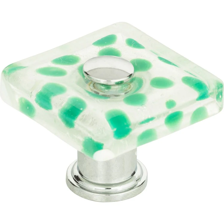 Knob Atlas Emerald Polka Dot Glass Polished Chrome Brass & Glass 1-1/2 Inch - Frankwebs