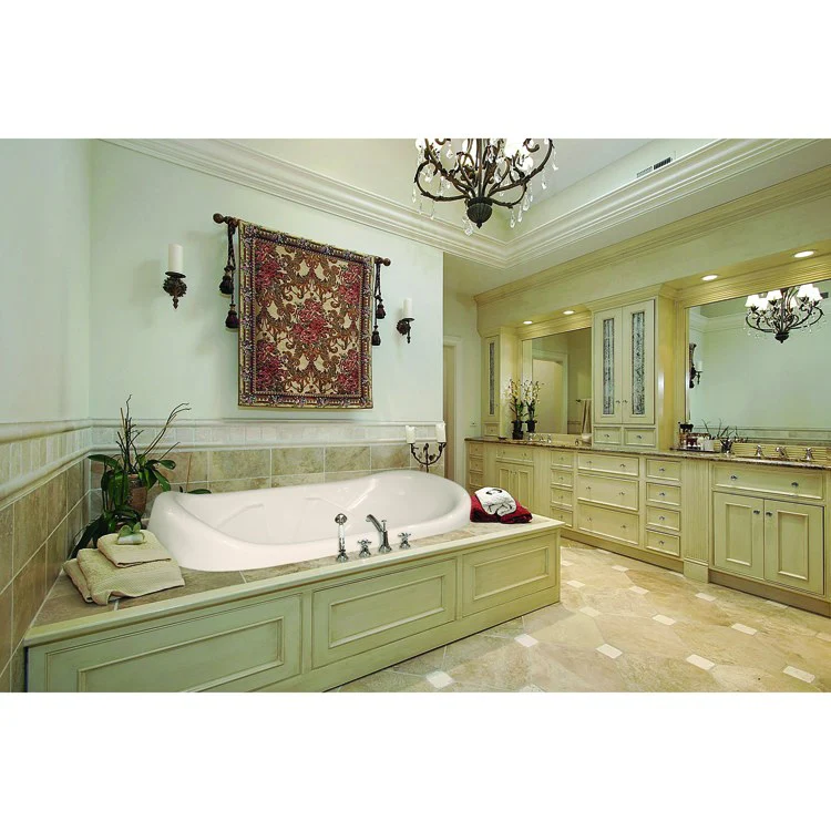 Soaking Tub Designer Collection Natalie 78 x 44 Inch Drop-In Tub Only Side Center Bone Acrylic - Frankwebs