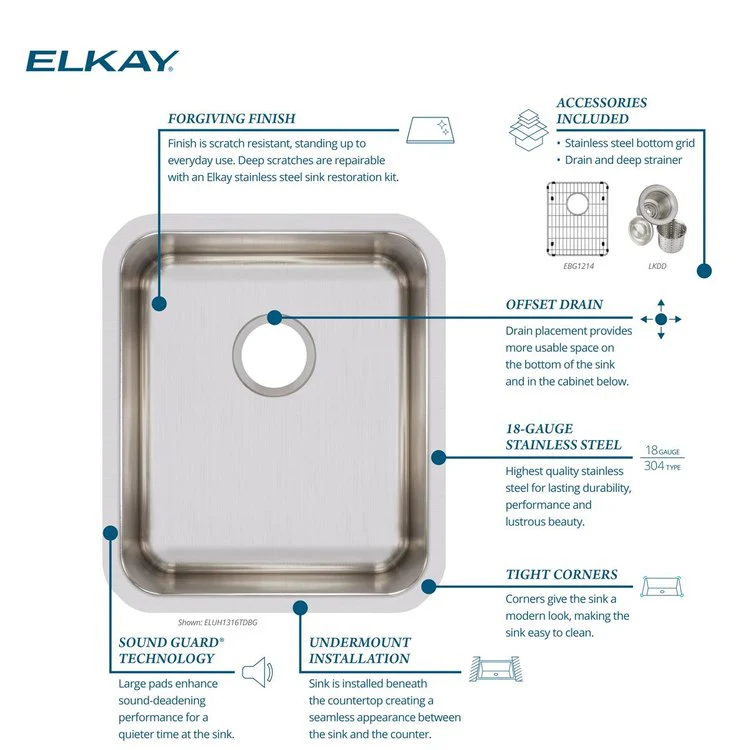 Kitchen Sink Lustertone Iconix 16 x 18.5 Inch Single Bowl Kit Luminous Satin Undermount Drain Location Rear Center - Frankwebs