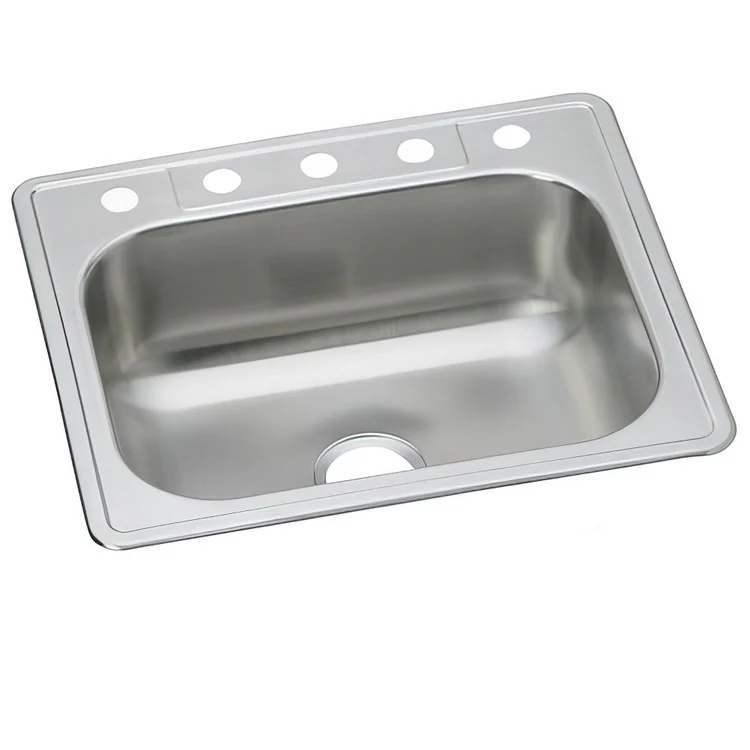 Kitchen Sink Dayton 25 x 22 Inch Single Bowl 5 Hole Elite Satin Drop-In Drain Location Center Multiple of 40 Bottom Only Pads - Frankwebs