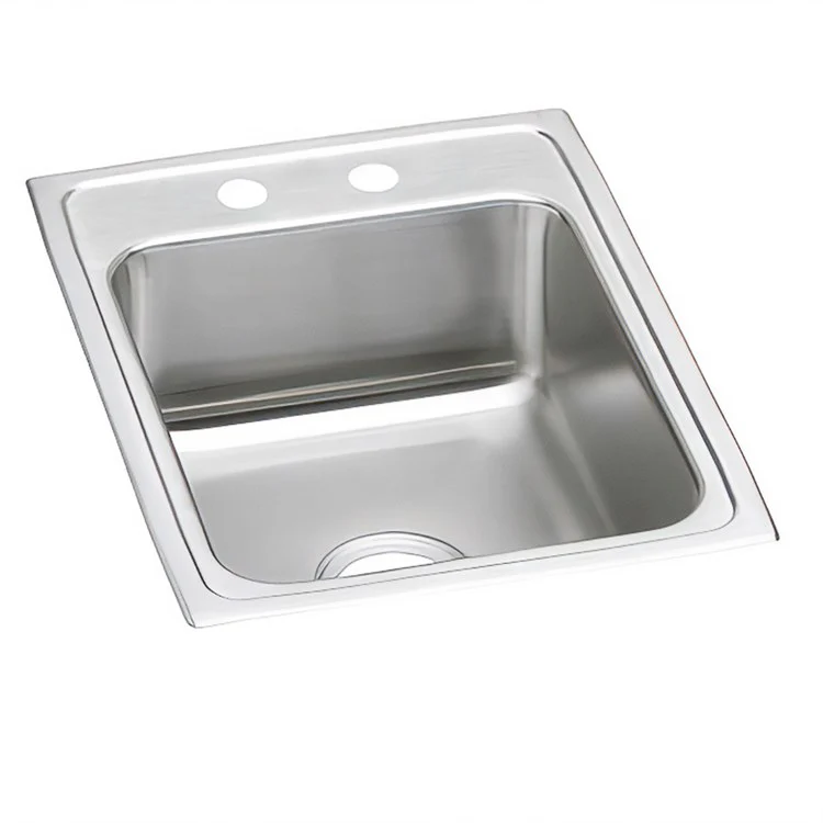 Kitchen Sink Lustertone Classic 17 x 22 Inch Single Bowl 2 Hole ADA Lustrous Satin Drop-In Rectangle Drain Location Rear Center Depth 6-1/2 Inch Bottom Only Pads - Frankwebs