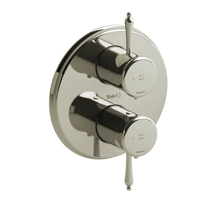 Thermostatic Valve Retro Pressure Balance System Round 4-Way 2 Lever Polished Nickel ADA 7-1/8W x 7-1/8H Inch - Frankwebs