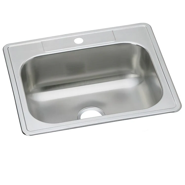 Kitchen Sink Dayton 25 x 22 Inch Single Bowl 1 Hole Elite Satin Drop-In Drain Location Center Multiple of 40 Bottom Only Pads - Frankwebs