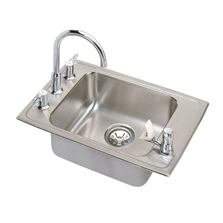 Classroom Sink Lustertone 31 x 19.5 Inch Single Bowl ADA 2FRM Hole Lustrous Satin Drop-In Minimum Cabinet Size 36 Inch 5 Inch 18 Gauge Bottom Only Pads 64090014 Mounting Hardware Included for Countertops Up to 3/4IN - Frankwebs