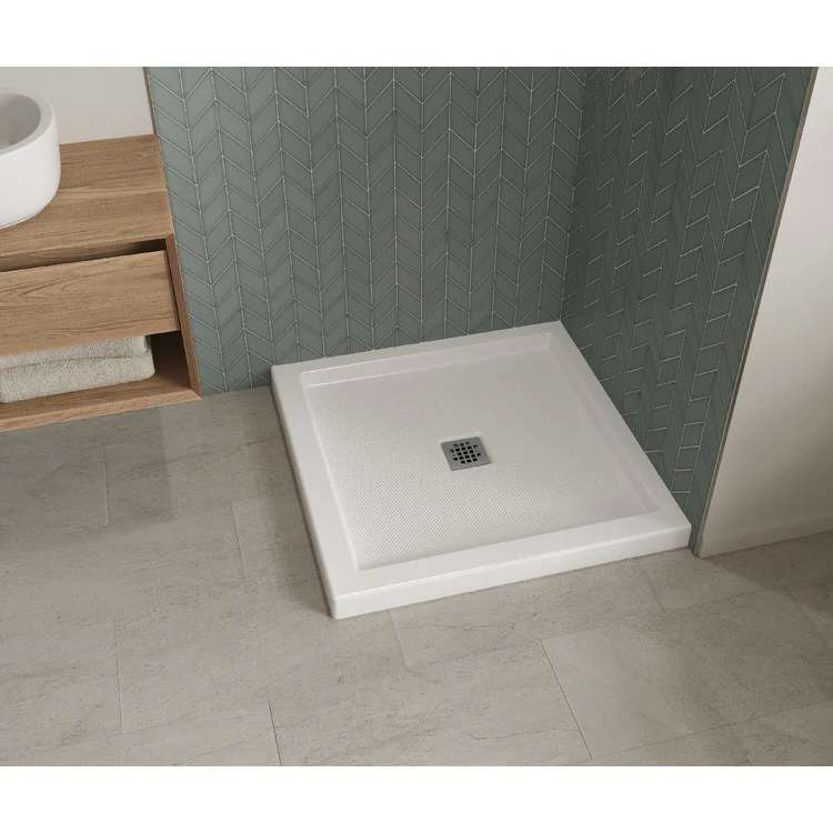 Shower Base B3 Corner Left or Right Stabili-T Square Drain White 36 x 36 Inch Acrylic - Frankwebs