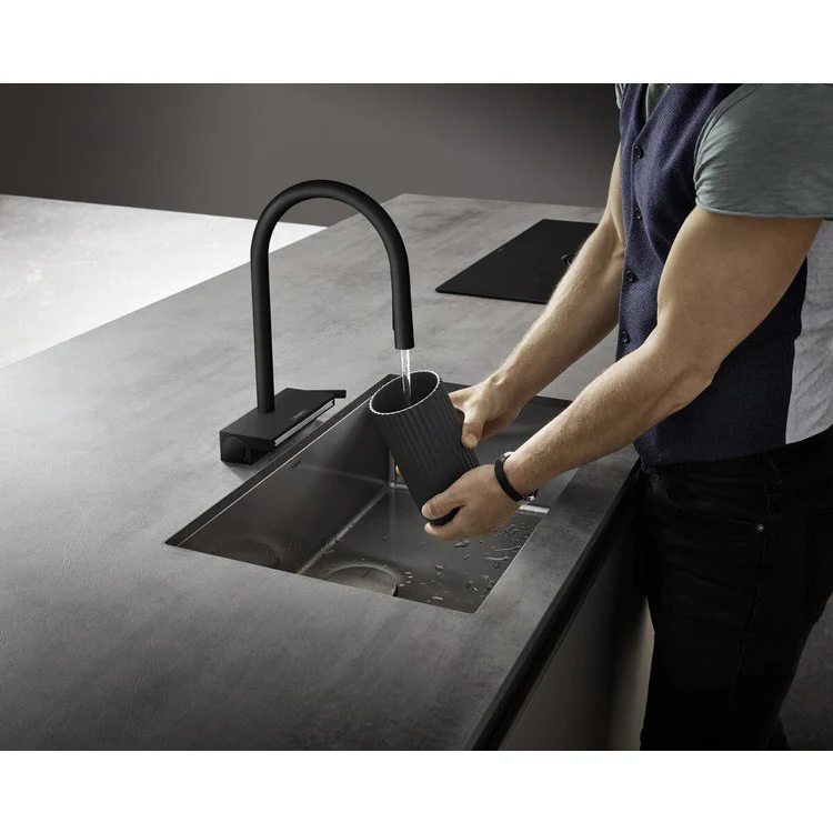 Kitchen Faucet Aquno Select 1 Lever Matte Black Pull Down 3 Function Gooseneck 150 Degree Swivel 1.75 Gallons per Minute - Frankwebs