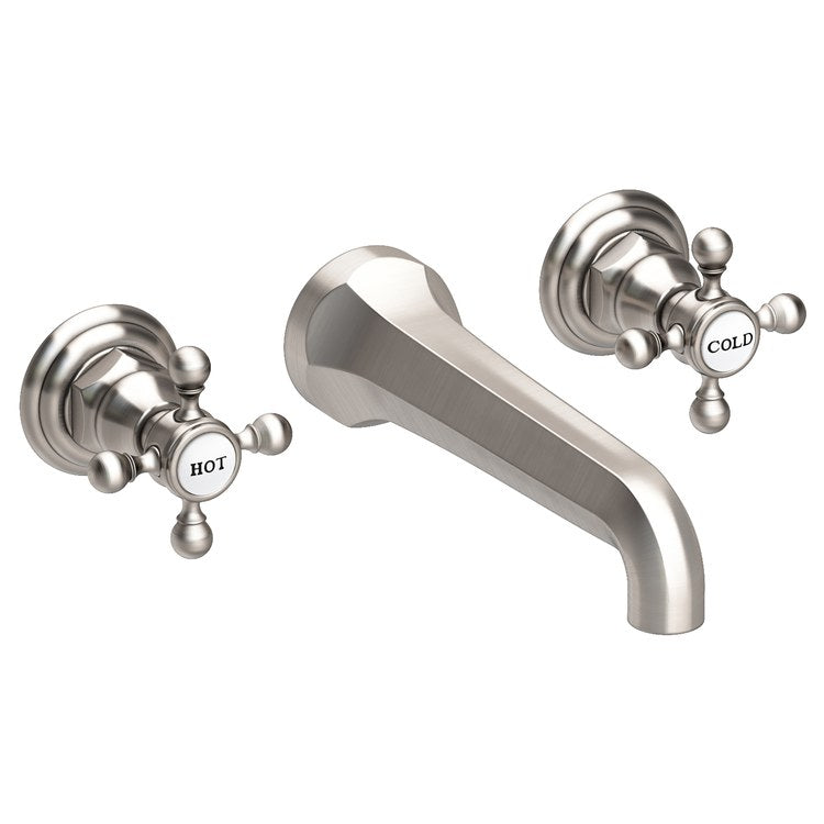 Lavatory Faucet Astor Wall Mount 8 Inch Spread 2 Cross ADA Watersense Flat Black 1.2 Gallons Per Minute Brass Less Drain Spout Reach 7-1/2 Inch - Frankwebs