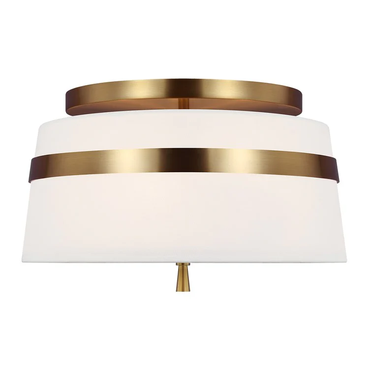 Ceiling Light Cordtlandt Semi-Flushmount Small 3 Lamp Burnished Brass White Linen - Frankwebs