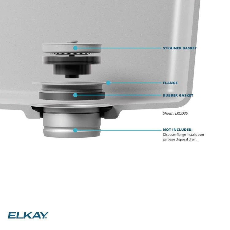 Disposal Flange with Removable Basket Strainer and Rubber Stopper Charcoal 3-1/2 Inch Polymer for Sinks with 3-1/2