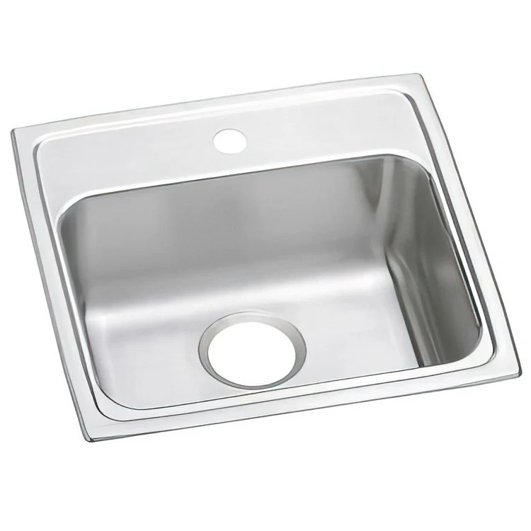 Kitchen Sink Lustertone Gourmet 19 x 18 Inch Single Bowl 1 Hole ADA Lustrous Highlighted Satin Top Mount Rectangle Drain Location Rear Center Depth 4 Inch Full Spray Sides and Bottom - Frankwebs