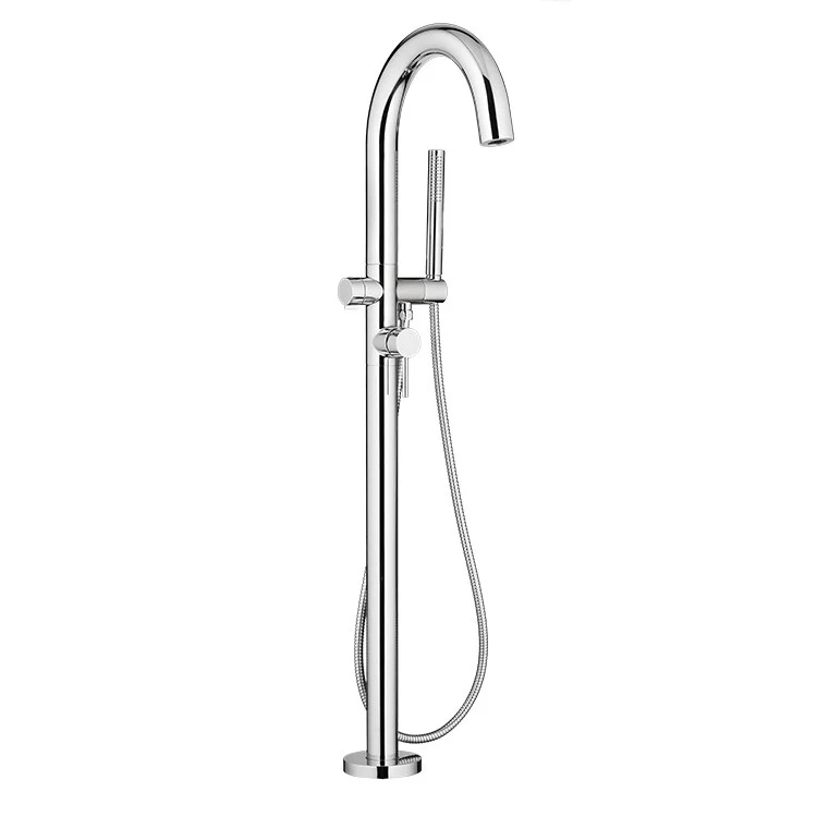 Contemporary Round Freestanding Bathtub Filler with Lever Handle for Flash Rough-In Valve - Frankwebs