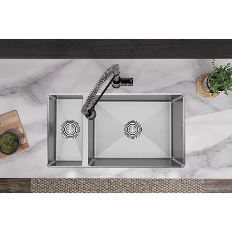Kitchen Sink Crosstown 32.25 x 18.25 Inch Double Bowl 30/70 Polished Satin Undermount - Frankwebs