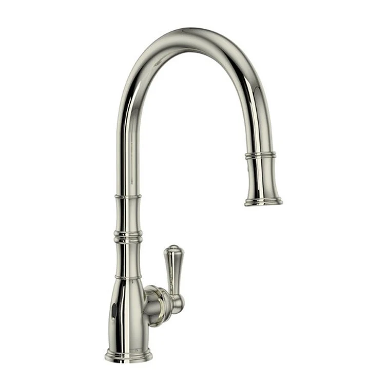 Kitchen Faucet Georgian Era with Touchless Technology 1 Lever Satin Nickel Dual Spray Pull Down C-Spout Touchless Senses Presence 1.75 Gallons per Minute - Frankwebs