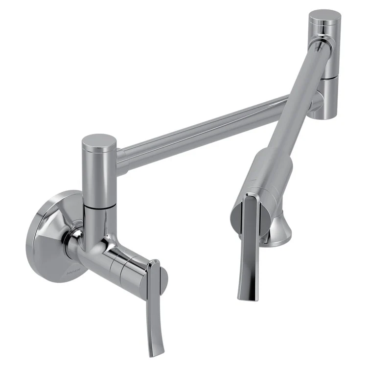 Pot Filler Sinema Modern 2 Lever ADA Chrome 1 Hole 5.5 Gallons per Minute - Frankwebs