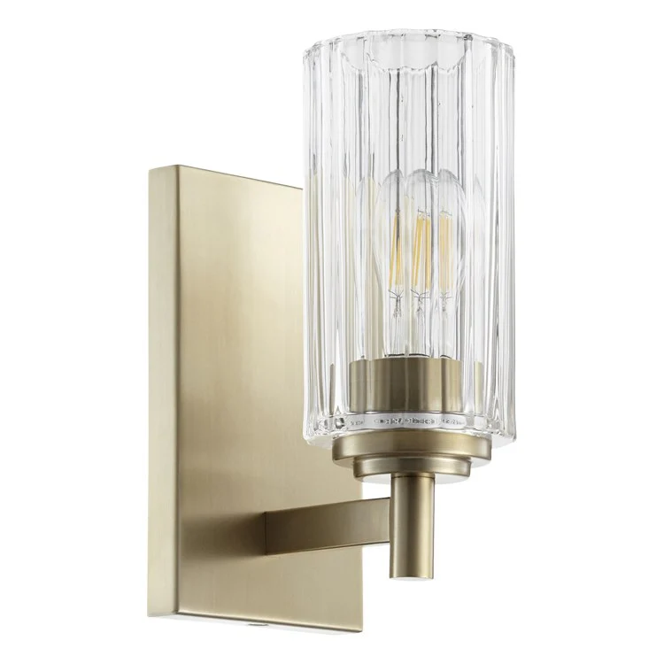 Transitional Single-Light Bathroom Wall Sconce with Clear Fluted Glass Shade - Frankwebs