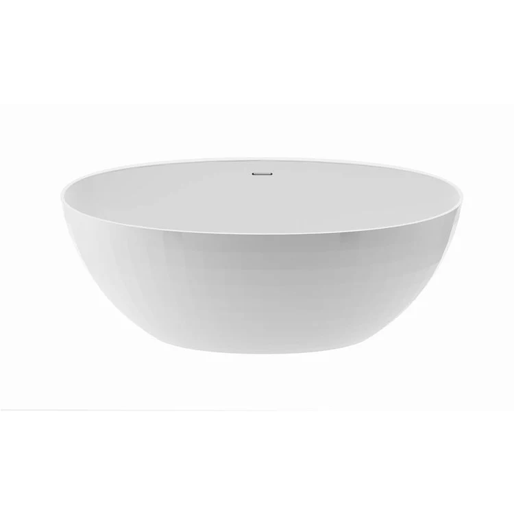 Soaking Tub Tayla 65.75 x 32.5 Inch Freestanding Center Drain Gloss White Mineral Composite - Frankwebs