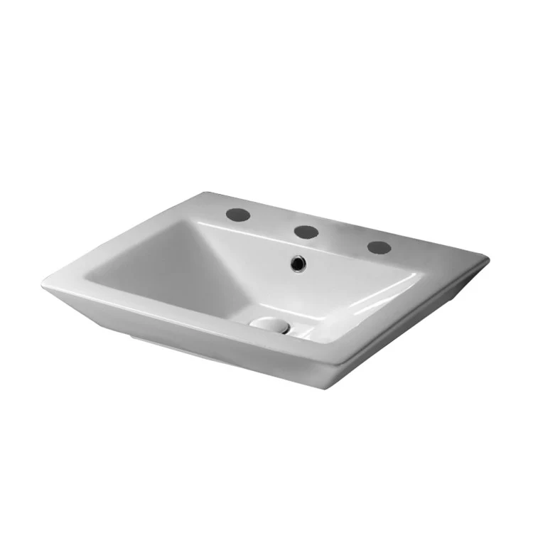 Lavatory Sink Opulence Above Counter His 23 Inch 8 Inch Spread Rectangle White - Frankwebs