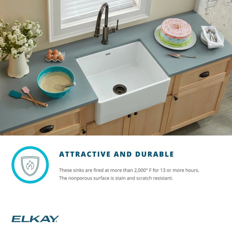 Kitchen Sink Fireclay 24.5 x 20 Inch Single Bowl Apron Front Biscuit Farmhouse Drain Location Center - Frankwebs