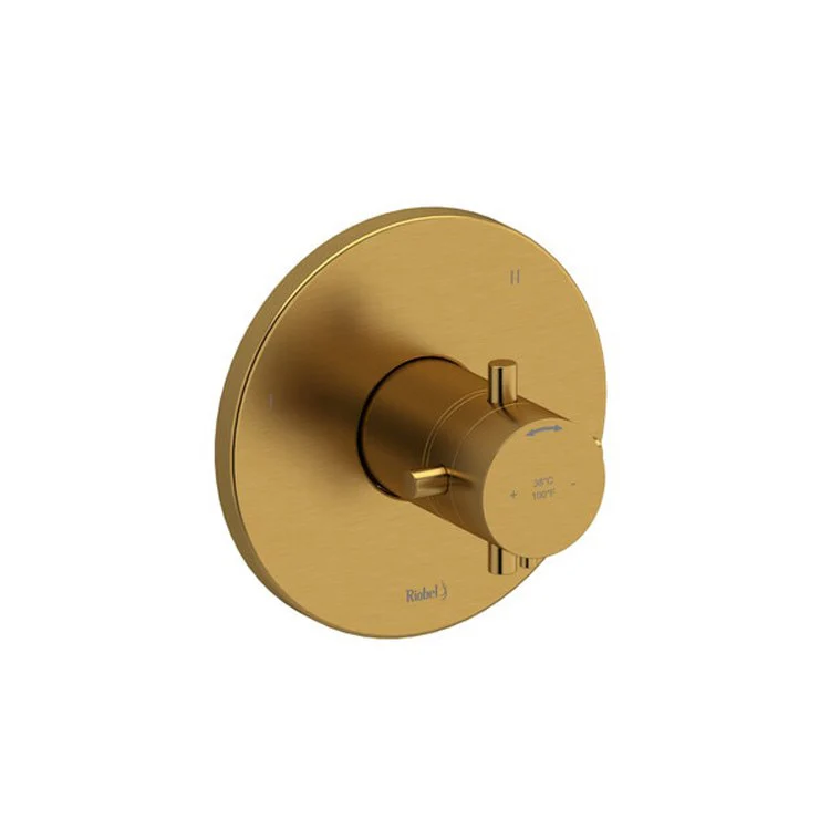 Thermostatic and Pressure Balance Valve Trim Riu 1/2 Inch Round 3-Way 5 Function 1 Cross Brushed Gold - Frankwebs