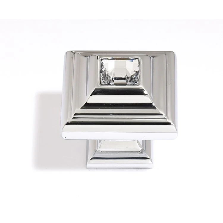 Knob Swarovski Crystal Square Pyramid Crystal Satin Nickel Brass 1-1/4 Inch 1-3/8 Inch 3/4 Inch - Frankwebs