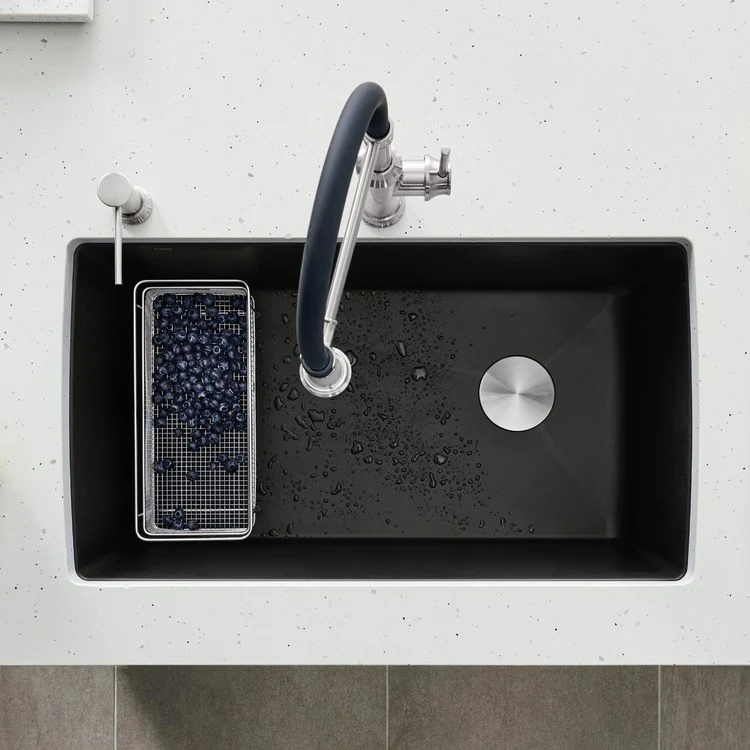 Kitchen Sink Diamond 34 x 19 Inch Single Bowl Super Single Coal Black Undermount - Frankwebs