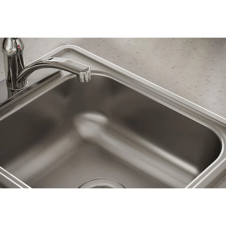 Bar Sink Dayton 17 x 21 Inch Single Bowl 3 Hole ADA Satin Drop-In Rectangle Drain Size 3-1/2 Inch - Frankwebs