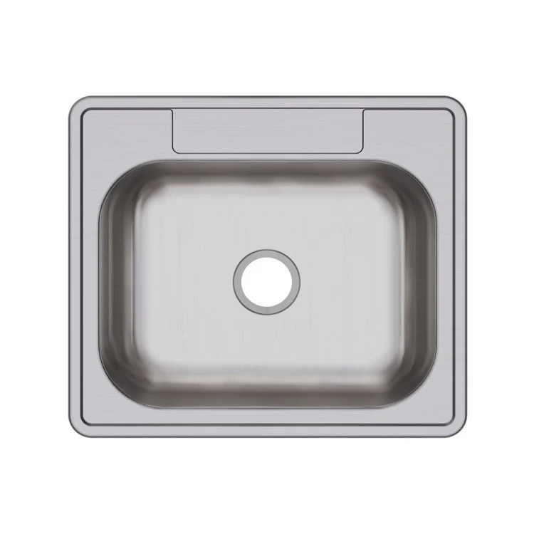 Kitchen Sink Dayton 25 x 21.25 Inch Single Bowl ADA Satin Drop-In Rectangle Drain Location Center Depth 6-4/7 Inch Bottom Only Pads - Frankwebs