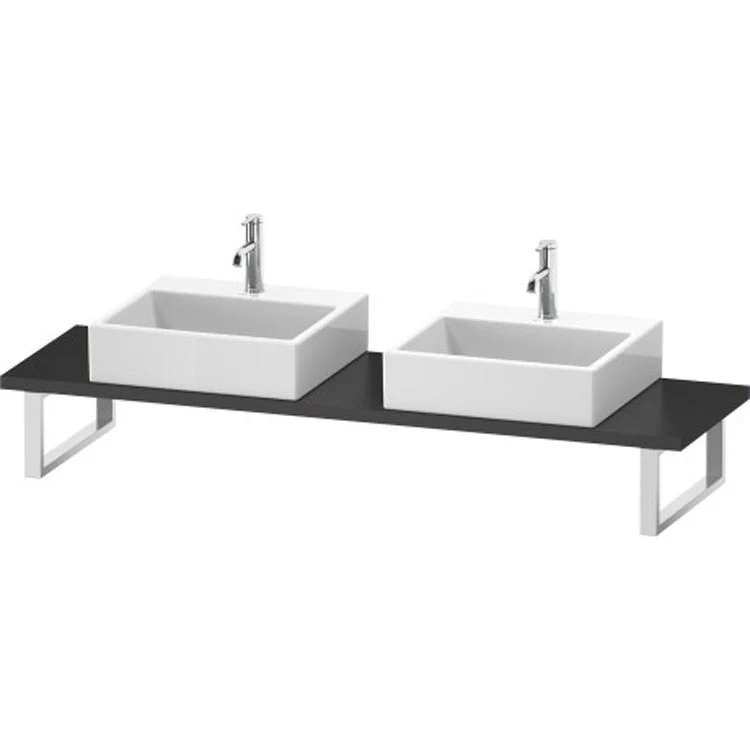 Lavatory Console L-Cube Cappuccino High Gloss Double Basin Compact 31-1/2 x 18-7/8 Inch Ceramic 1-1/8 Inch - Frankwebs