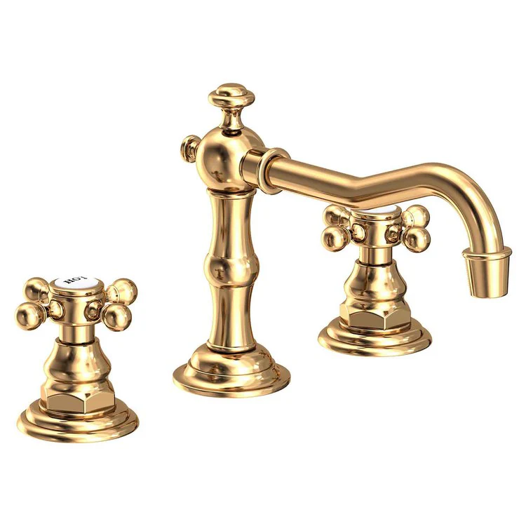 Lavatory Faucet Chesterfield Widespread 8 to 20 Inch Spread 2 Cross ADA Aged Brass 1.2 Gallons per Minute Brass Spout Height 3-5/16 Inch - Frankwebs